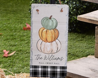 Fall Family Pumpkins Personalized Slate Plaque, Autumn Wall Decor, Custom Fall Sign, Housewarming Gifts, Fall Decor, Outdoor Decor
