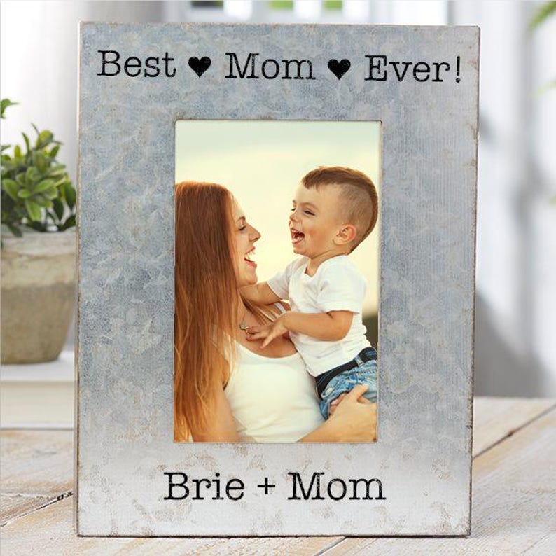 Rustic Galvanized Metal Mom Photo Frame Gift - Personalized Mother's ...