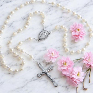 Personalized Adult Pearl Rosary, Religious Gifts, Spiritual Gifts
