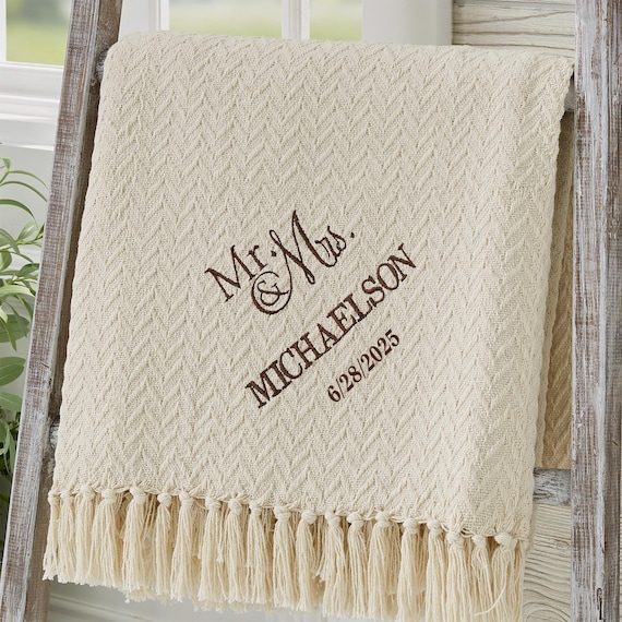 Wedded Pair Afghan – Personalized Couples Blanket, Custom Wedding or Anniversary Throw – Gifts for Couples, Newlyweds & Home Decor
