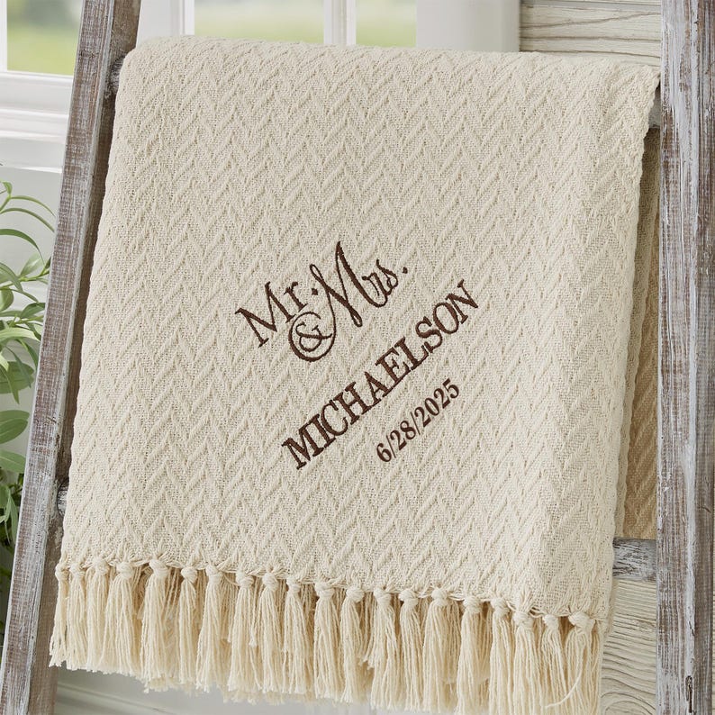 Wedded Pair Afghan – Personalized Couples Blanket, Custom Wedding or Anniversary Throw – Gifts for Couples, Newlyweds & Home Decor