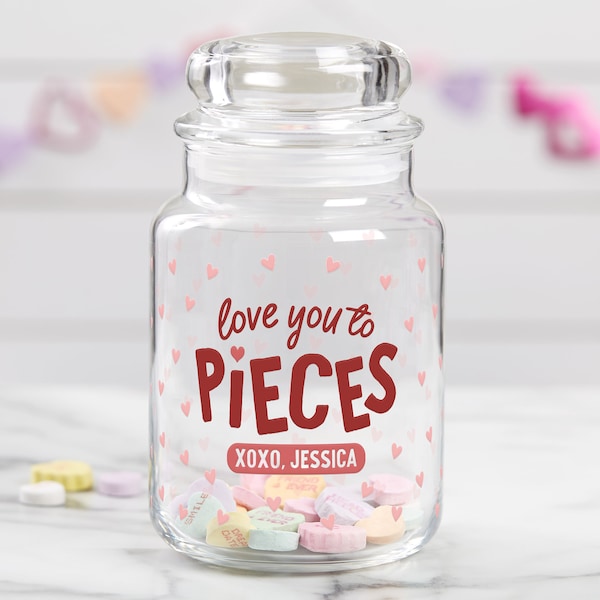 Love You to Pieces Personalized Candy Jar, Couple's Gift, Anniversary Gift, For Her, For Him, Valentine's Day, Love, Forever Love, Candy Jar