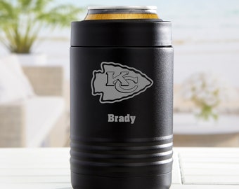 NFL Kansas City Chiefs Personalized Stainless Insulated Can Holder, Sports Gift, Personalized Gift for Dad, Gifts for Him, Beer Gift