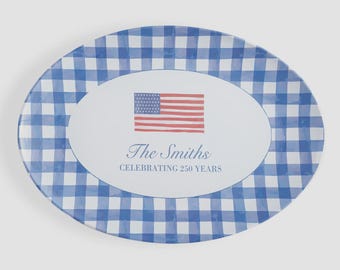 Personalized Patriotic Serving Platter – Custom Name Oval Platter – Americana Serving Tray – 4th of July Table Decor