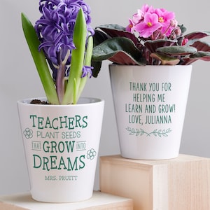 Growing Dreams Personalized Mini Flower Pot, Gifts for Teacher, Gardening Gift, Teacher Appreciation Gift, Back To School Gifts for Teachers