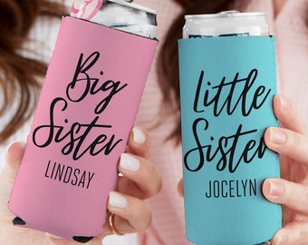 Sisters Forever Personalized Slim Can Holder, Gifts For Her, Gifts For Sister, Summer Gifts