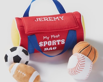 Personalized My First Sports Bag with Balls, Baby Gund Plush Gift