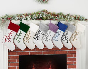 Scripty Name Personalized Christmas Stockings, Personalized Holiday Stocking, Custom Christmas Stocking, Christmas Decor