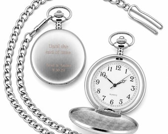Wedding Day Engraved Silver Pocket Watch – Gifts for Groom – Wedding Gift – For Husband