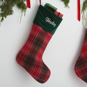 Holiday Plaid Personalized Stockings, Custom Stockings, Personalized Holiday Stocking, Embroidered Stocking, Christmas Decor, Gifts for Xmas image 4
