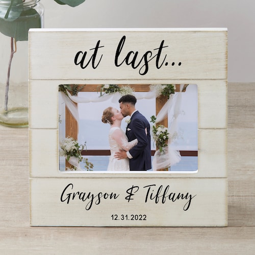 At Last Personalized Wood Picture Frame Wedding Gifts Etsy
