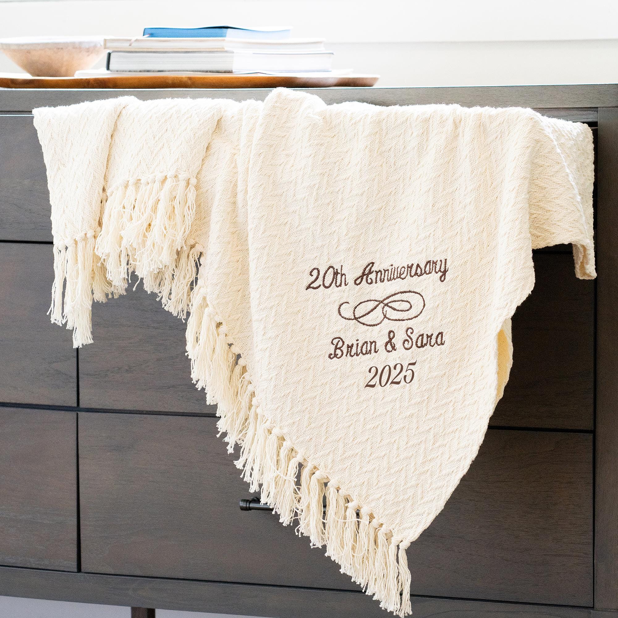 Custom Anniversary Throw Blanket – Personalized Cotton Afghan – Cozy ...