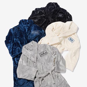 Personalized Men&#39;s Robe - His Fleece Bathrobe with Name - Embroidered Men&#39;s Lounge Robe Gift - Custom Cozy Robe for Him