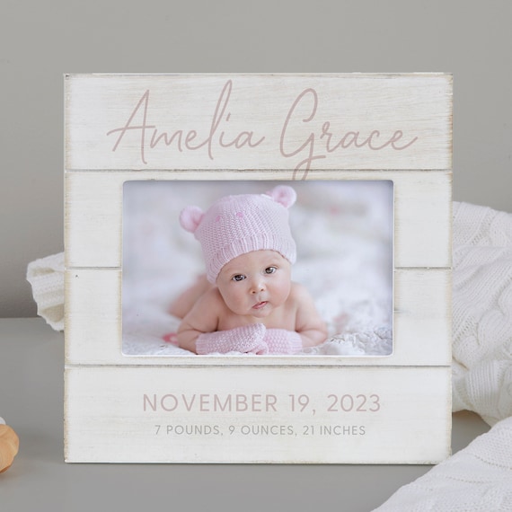 Simple and Sweet Personalized Pink Picture Frame Baby Girl Gift