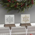 Silver and Gold Snowflakes Personalized Christmas Stocking Holder, Christmas Home Decor, Gifts for Christmas, Christmas Stocking Hanger