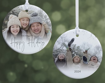 Personalized 2-Sided Family Photo Ornament – Custom Christmas Picture Ornament – Holiday Keepsake Gift for Parents Grandparents