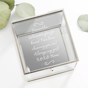 Write Your Message Personalized Glass Silver Jewelry Box , Gifts for Her, Mother's Day Gifts, Jewelry Gifts, Birthday Gift, Mom Gifts