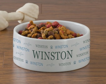 Personalized Large Paw Print Dog Bowl – Custom Ceramic Pet Food Bowl – Pet Feeding Dish for Dogs and Cats