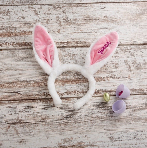 Embroidered Easter Bunny Ear Headband, Easter Headband, Easter Accessories, Kids Headband, Gift for Kids, Easter Gift, Bunny Ears, Fast Ship