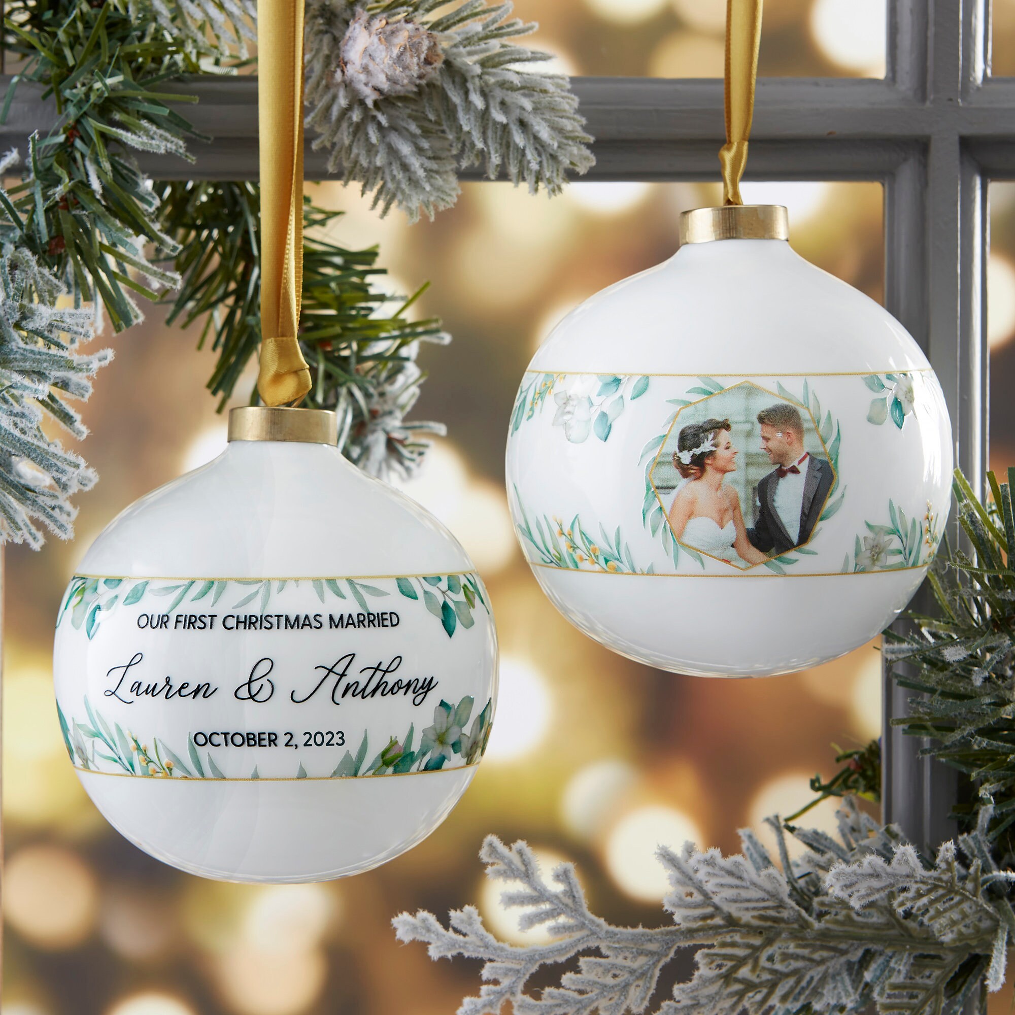 First christmas on sale wedding ornament personalized