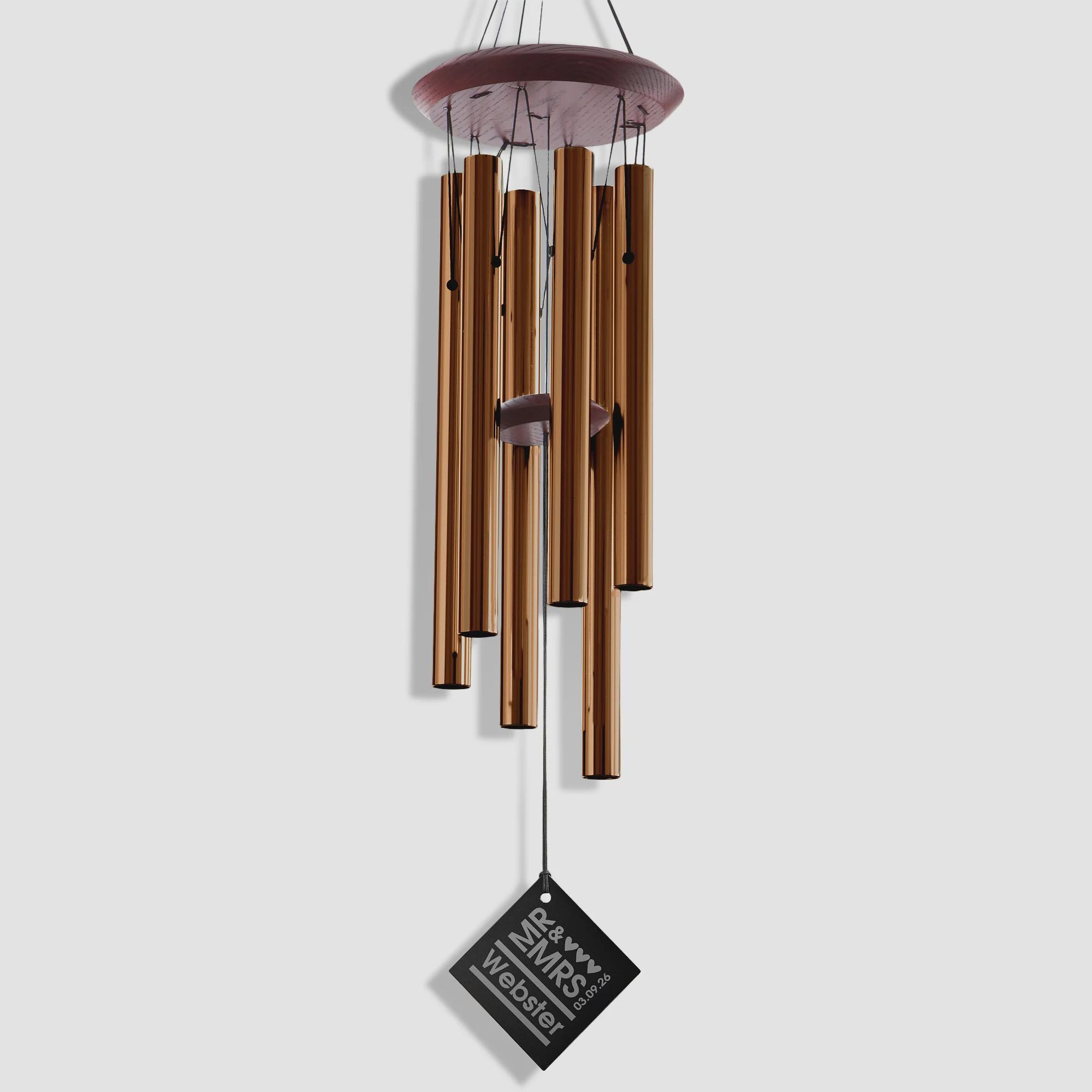 Personalized Mr. & Mrs. Wind Chimes – Bronze Anodized Aluminum