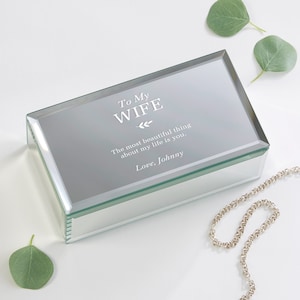To My Wife Engraved Mirrored Small Jewelry Box, Gifts for Her, Engraved Jewelry Box, Gift For Daughter, Gift From Mom, Mother&#39;s Day Gift