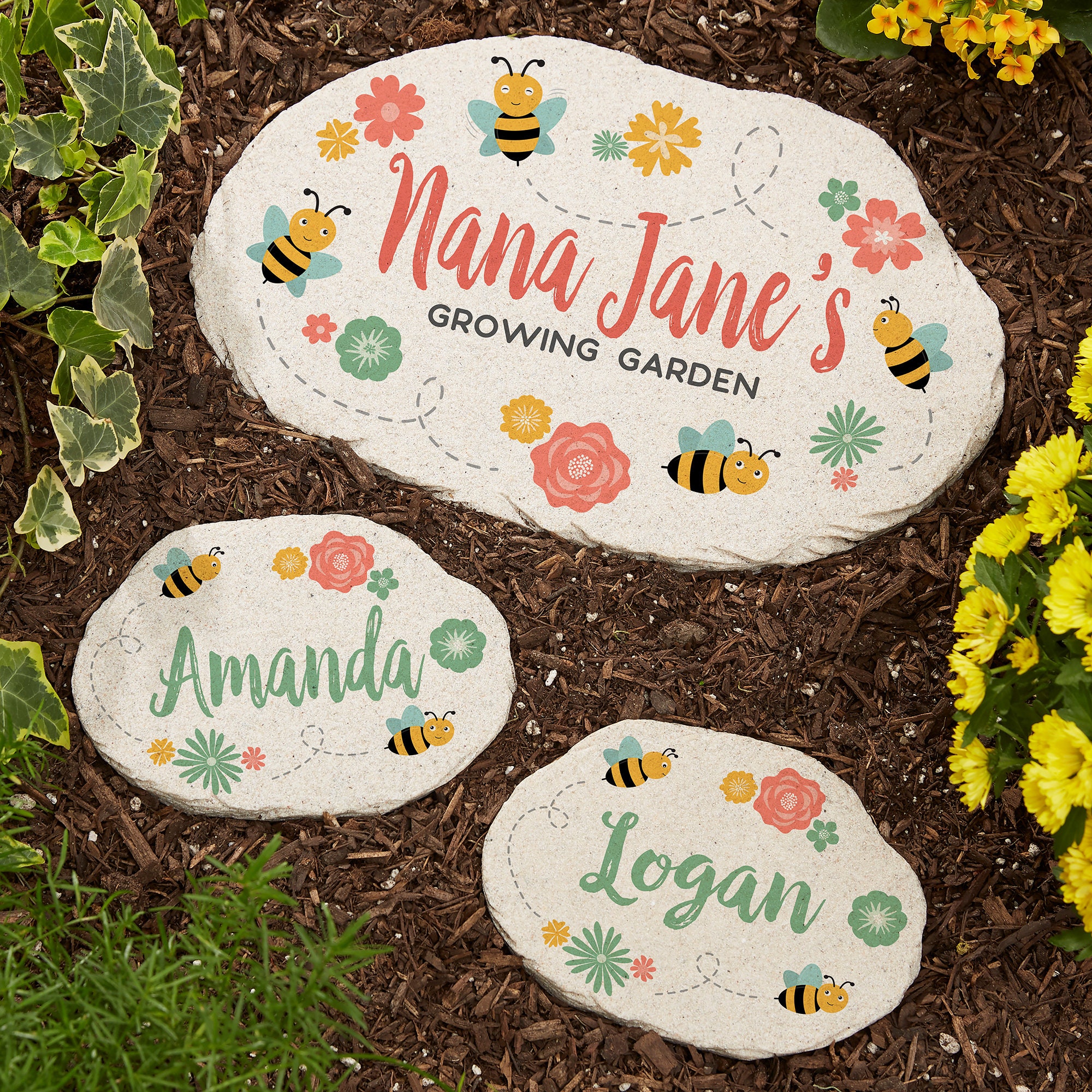Grandma's Bee Happy Personalized Garden Stone, Mother's Day G…