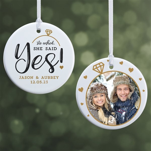 He Asked, She Said Yes! Personalized Ornament, Engagement Ornament, She Said Yes Ornament, Custom Engagement Ornament, Christmas Decor