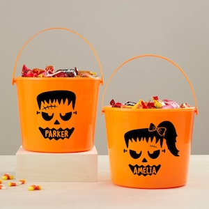 Frankie Personalized Halloween Light Up Treat Bucket, Trick or Treat Bucket, Candy Bucket, Trick or Treating, Halloween Candy Storage