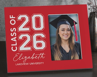 Personalized Graduation Frame for high school grad - 2026 Graduation Photo Frame - Class of 2026 Graduation Picture Frame with school colors