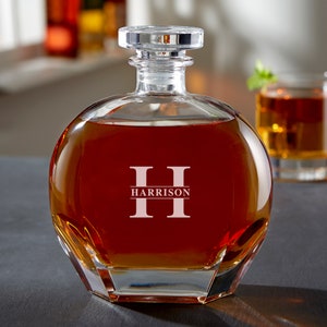 Luigi Bormioli® Lavish Last Name Engraved Whiskey Decanter, Gifts for Wedding, Personalized Barware