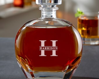 Luigi Bormioli® Lavish Last Name Engraved Whiskey Decanter, Gifts for Wedding, Personalized Barware