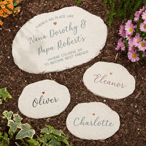 No Place Like Personalized Grandparents Round Garden Stone, Mother&#39;s Day Gifts, Gifts for Grandma, Gifts for Grandparents, Outdoor Decor