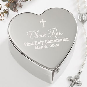 God Bless Personalized Silver Heart Keepsake Box - Baptism Gift - Christening Keepsake - First Communion Gift - Baby Blessing Gift