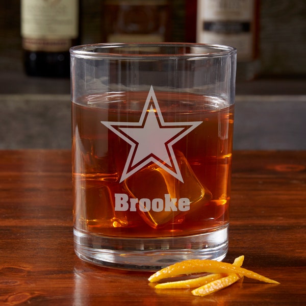 NFL Dallas Cowboys Engraved Old Fashioned Whiskey Glass, Gifts for Him, Football Gift, Father's Day Gifts, Gifts for Dad