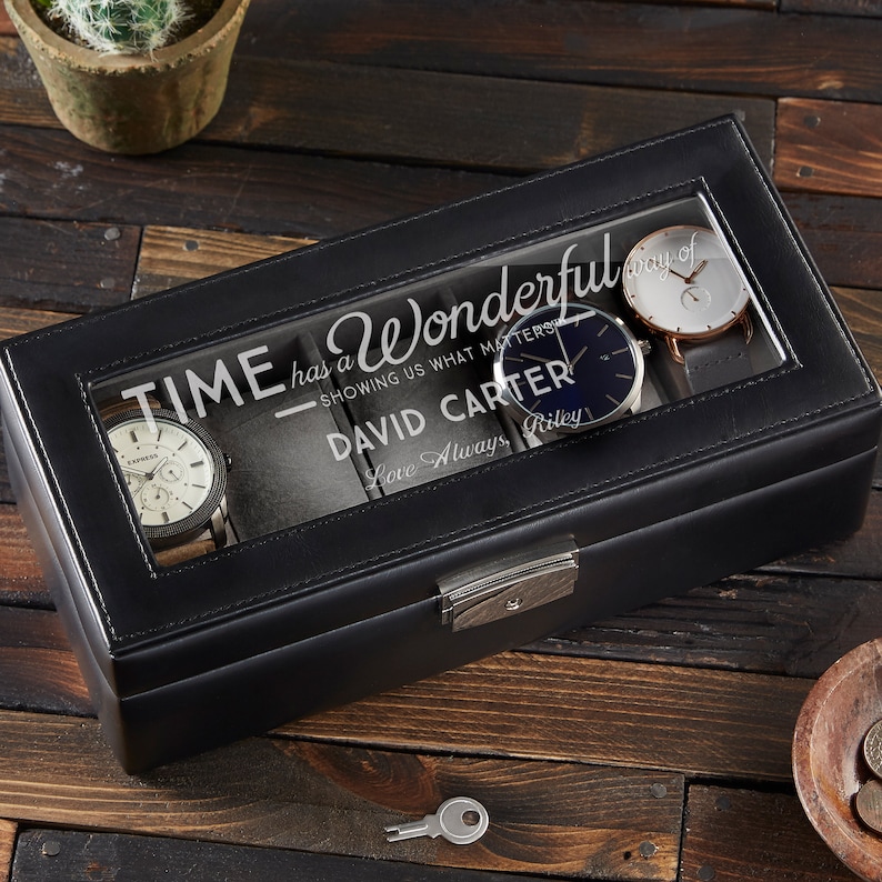 Timeless Personalized Watch Box, Gifts for Him, Father's Day Gifts, Watch Box, Watch box for men, Personalized Gifts for Dad, For Him 5- Slot Watch Box