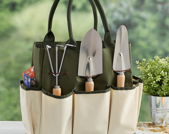 Write Your Own Engraved Garden Tools & Tote Bag - Personalized Gardening Gift Set with Tools - Custom Gift for Green Thumb Gardener