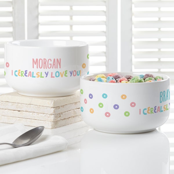 I Cerealsly Love You Personalized Kids Cereal Bowl, Valentine's Day Gifts, Kids Gifts