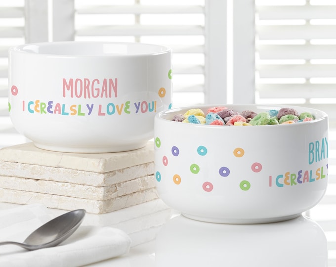 I Cerealsly Love You Personalized Kids Cereal Bowl – Custom Stoneware Snackbowls