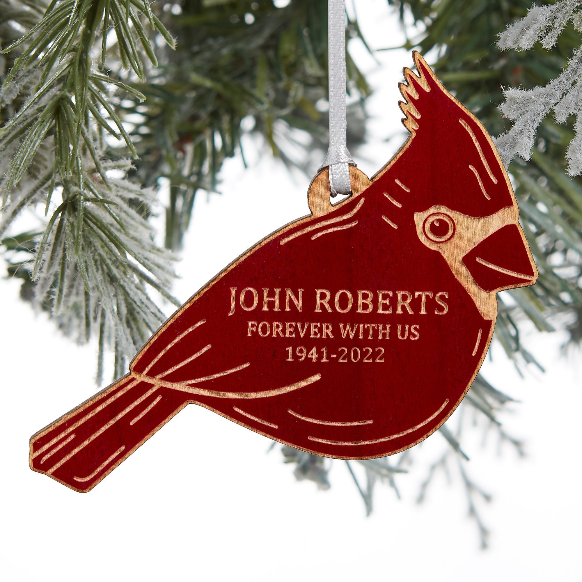 Cardinal Memorial Personalized Wood Ornament – Memorial Christmas ...