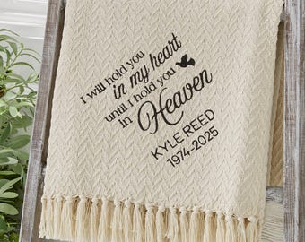 Personalized Memorial Afghan – Custom Embroidered Cotton Throw Blanket – Sympathy Gift – In Loving Memory Bereavement Keepsake