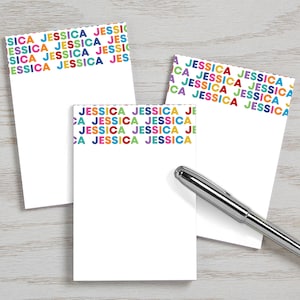 Personalized Vibrant Name Mini Notepad Set – Custom Set of 3 Note Pads – Cute School Office Stationery