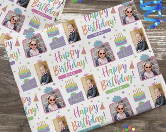 Birthday Celebration Personalized Photo Wrapping Paper, Photo Gifts, Birthday Gift, Custom Wrapping Paper, Birthday Gift Wrap