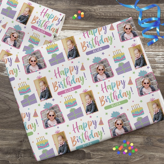 Birthday Celebration Personalized Photo Wrapping Paper, Photo Gifts, Birthday Gift, Custom Wrapping Paper, Birthday Gift Wrap