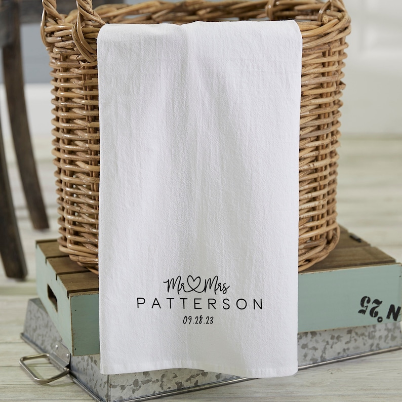 Infinite Love Wedding Personalized Tea Towel, Personalized Kitchen Gifts, Gifts for the Home, Newlywed Gifts, Wedding and Engagement