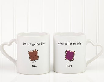 We Go Together Like... Personalized Couples Mug Set, Valentine's Day Gift, Gifts for Her, Gifts for Couples
