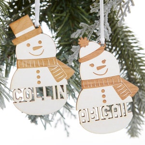 Snowman Character Personalized Wood Ornament, Custom Christmas Ornaments, Name Ornaments, Ornaments for Christmas, Snowman Ornament, Snowman