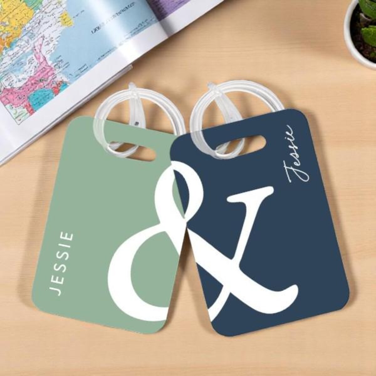 Personalized Luggage Tag Set- Couples Travel Tags