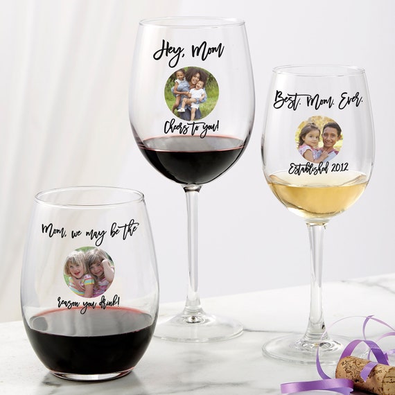 Stemless Wine Glass personalised with name, engraved glasses Mothers day  gift for her, Custom wine gift for mum unique gifts for women