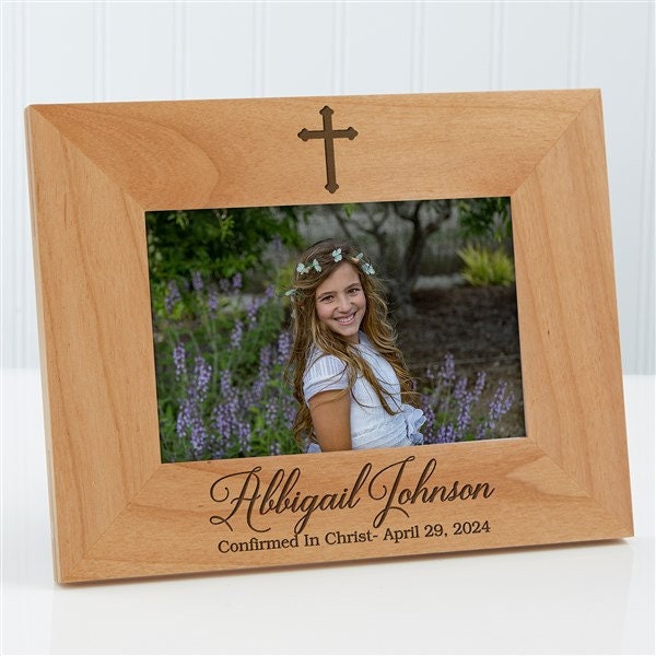 Confirmation Cross Personalized Picture Frame, Engraved Picture Frame, First Communion Gift, Religious Gift, For Him, For Her, Communion